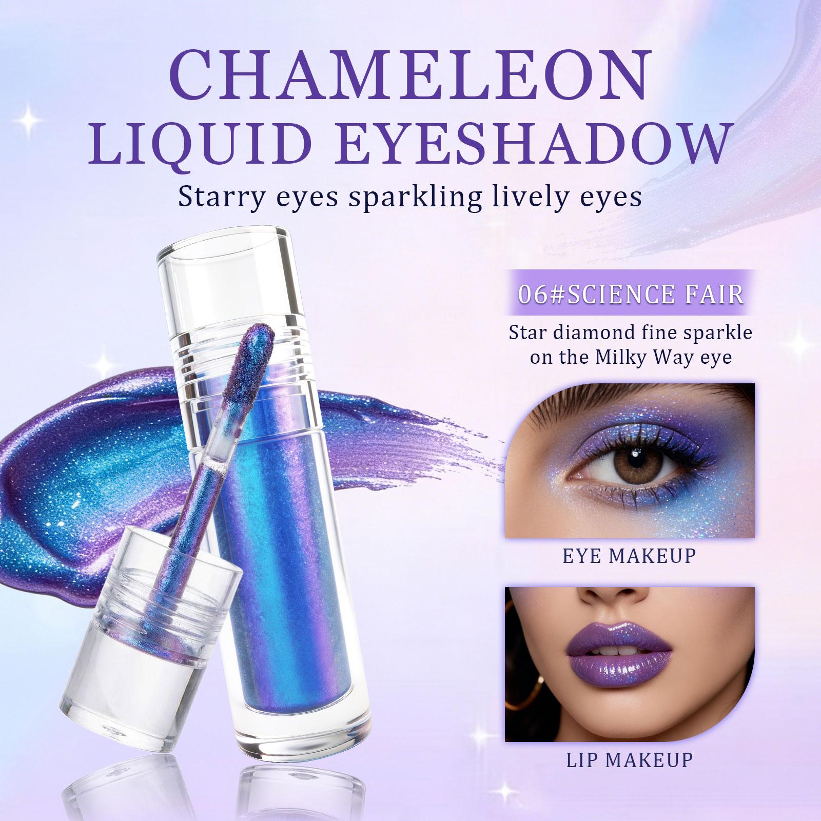3 Colors Liquid Chameleon Glitter Eyeshadow, Metallic Liquid Chameleon Eyeshadow, Multi-Dimensional Eye Looks, Long-lasting Holographic Glitter Multichrome Eyeshadows Makeup (#03+05+06)