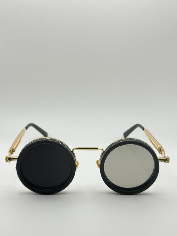 Unisex Round Sunglasses with Gold Statement Frame, Vintage  display picture 1