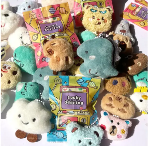 Kawaii Plush Keychain Set (20 pcs) - Assorted Soft Stuffed Animals, Cute Bag Charms for Kids Teens Holiday Gift