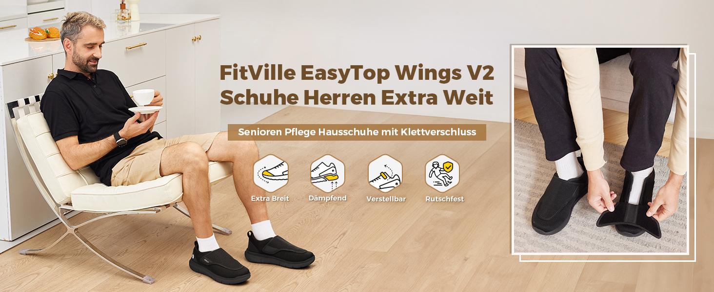 FitVille Men's EasyTop Wings Diabetic sporty Shoes V2 Boy Footwear Comfort Flat Soft Mix Color Sneaker Runner summer shoes High Rebound Midsole Honeycomb Rubber Outsole Stable Heel Ring mens shoes Outdoorfun SpringStatements