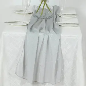 Glitter Gauze Table Runner 27"x120" Silver - Sparkling Reusable Wrinkle-Free Sheer Table Linen