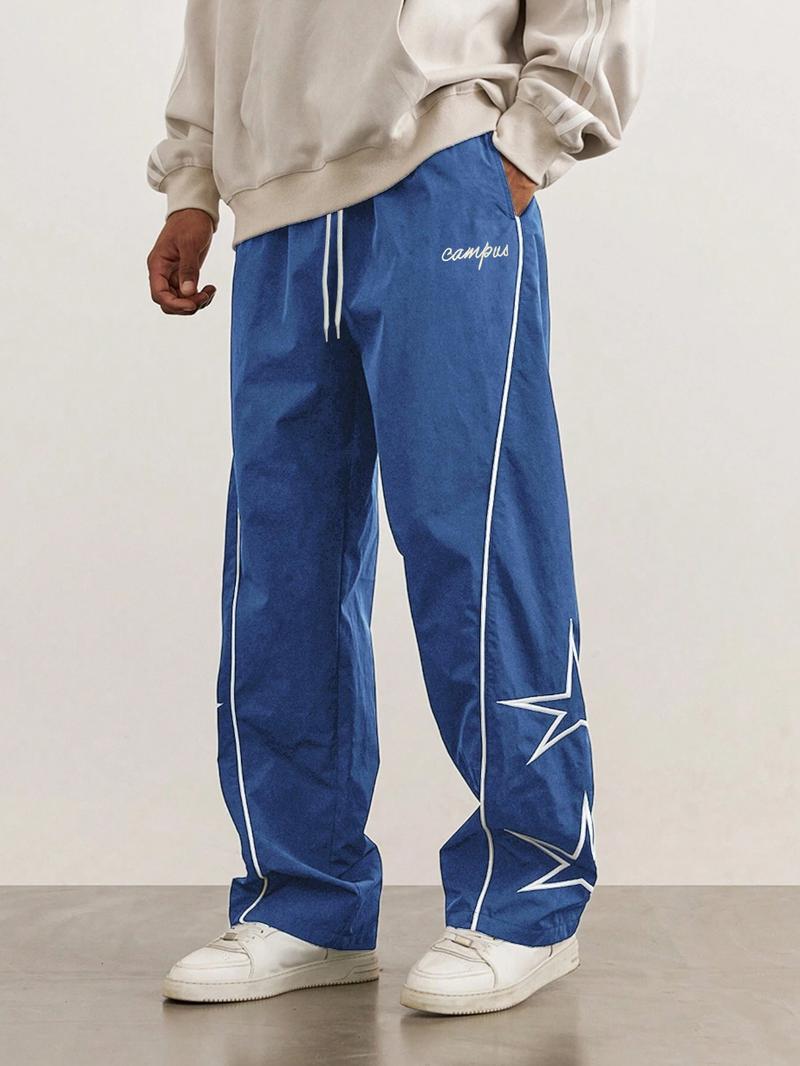 3-pack loose-fitting sweatpants for men. Star-patterned embroidered design for comfort. Sports casual bottoms. Workout pants. Streetwear. Autumn apparel. Men's fitness tracksuit.