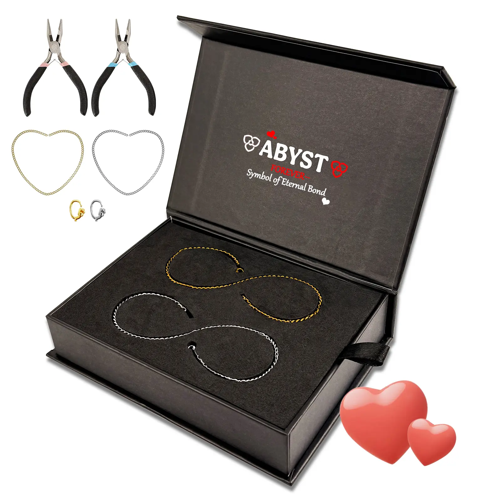 ABYST Unisex Forever Couple Bracelets, Forever Bracelet Set, Couple DIY Bracelet Making with Special Clasp, Friendship Bracelets - Perfect Date Night Gift for Anniversaries and Birthdays - His and Her Bracelets