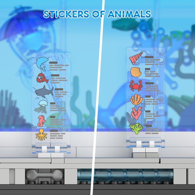 HOGOKIDS Aquarium Building Set 2 Styles Oceanarium Toy with Dolphins, Sharks, Crabs, Turtles, Clownfish, Marine Life, 1316PCS Undersea World Magnetic Blocks for Ages 6-12