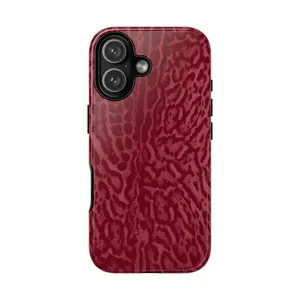 Burgundy leopard print Patterned protective phone case, compatible with iPhone 17 Pro Max, 16, 15, 14, 13, 12 and Samsung 25 Ultra Plus, 24, 23, 22. Features a dual-layer shockproof TPU lining, making it the perfect gift for girls.