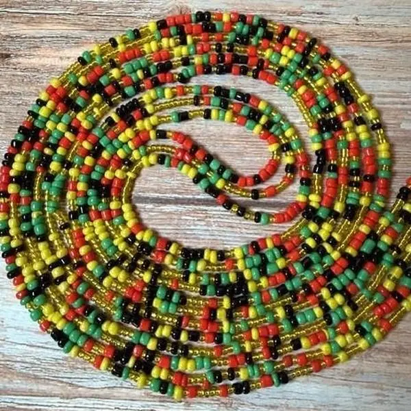 Rasta Waist Beads - Vibrant Rasta Colors Handcrafted Beads Perfect for Festivals & Cultural Events Ideal for Enhancing Outfits with Rasta Style