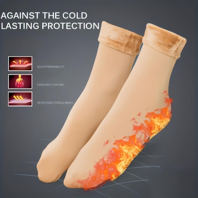 5 Pairs Autumn Winter Socks for Women Thickened Fleece Lined Cold-Proof Warm Self-Heating Snow Socks Unisex Floor Socks Mid-Calf Socks
