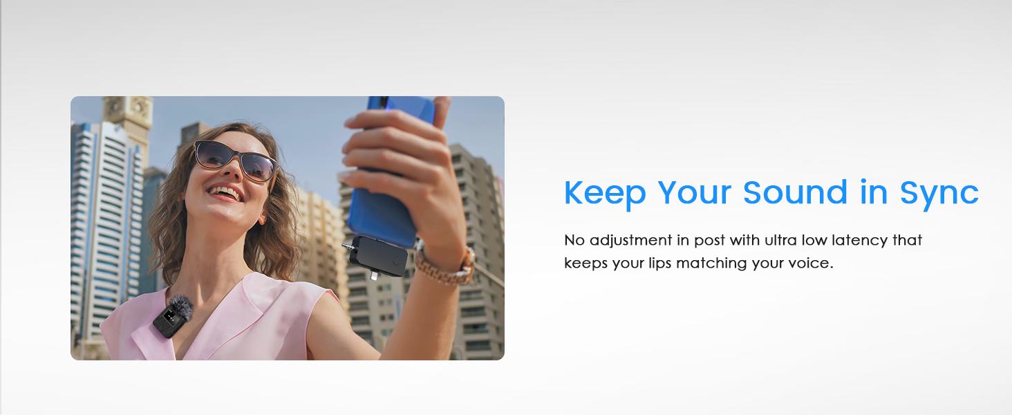 3-in-1 Wireless Microphone for iPhone, Android, Camera - 328ft Long Range, 20H Battery Life,Lapel Mic with AI Noise Reduction for Video Recording, YouTube, TikTok