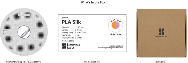 Bambu Lab PLA Silk Dual Color, 3D Printing Filaments and Materials