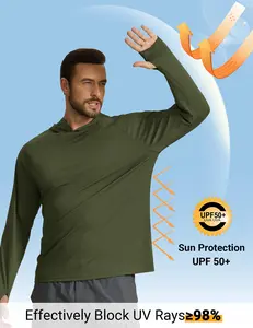 COOFANDY Men's SPF 50+ Sun Shirts Long Sleeve Rash Guard Thin Summer Hoodie Sun Protection Fishing Shirt with Thumbhole
