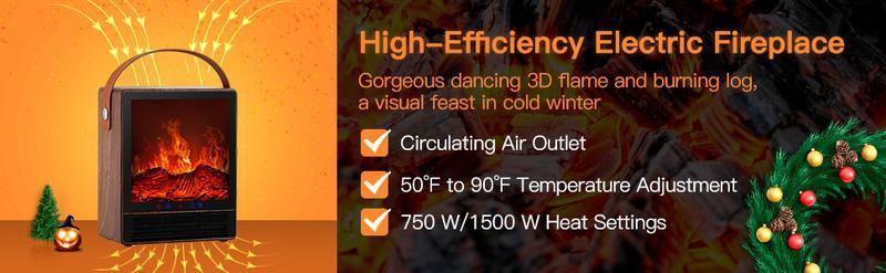 [3s-fast heating] - Portable Mini Space Heater, Electric Heater for Home with Thermostat, 1-12H Timer, Eco Mode and Fan Mode, 1500W PTC Ceramic Fast Safety Energy Efficient Heater for Office Bedroom