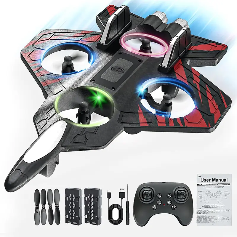 RC Airplane Trainer - Remote Control Aircraft for Kids, Unisex Kids Toys with 2 Batteries, Foam Construction, 360° Flip, 3 Speed Modes, LED Lights, Gift Idea (Note: Unstable in Slight Airflow) Educational Science & Technology Toy, Boy Gifts