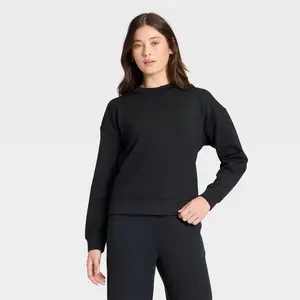 Women's Airy Sleek Ribbed Crewneck Sweatshirt - All In Motion