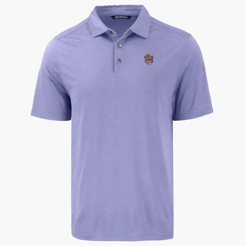 LSU Tigers Purple Polo – Cutter & Buck Coastline Epic Comfort Eco Recycled Collared Shirt, Short Sleeve Boatyard Button-Up Fan Apparel Gift