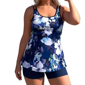 Two Piece Women's Tankini Swimsuits Blouson Swim Tank Top with Shorts Modest Bathing Suits dealsforyoudays