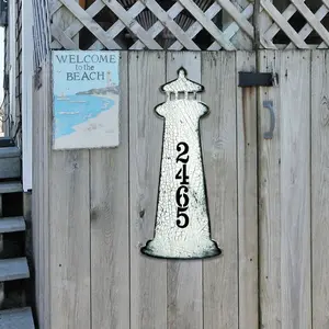 Designocracy MA98526-18 18 in. Nautical Coastal Wooden House Number Sign Decor