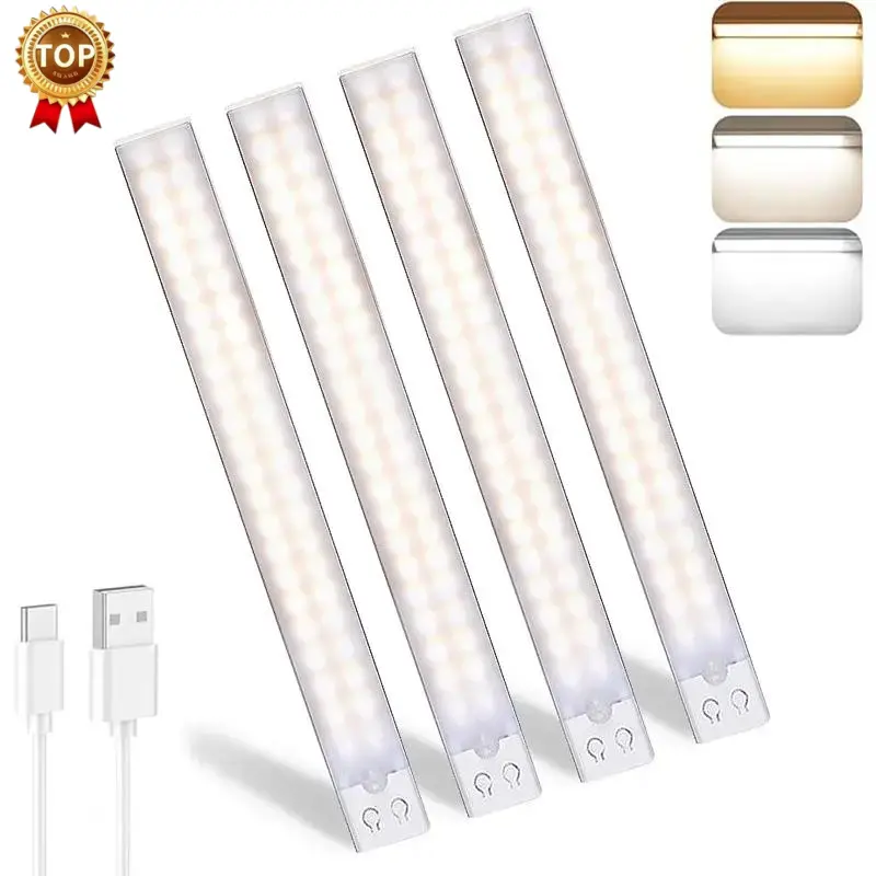 4-Pack Under-Cabinet LED Lights with Motion Sensor Night Light – Dimmable, Wireless Smart Home Lighting for Kitchens, Closets, Wardrobes, Stairs, and Hallways