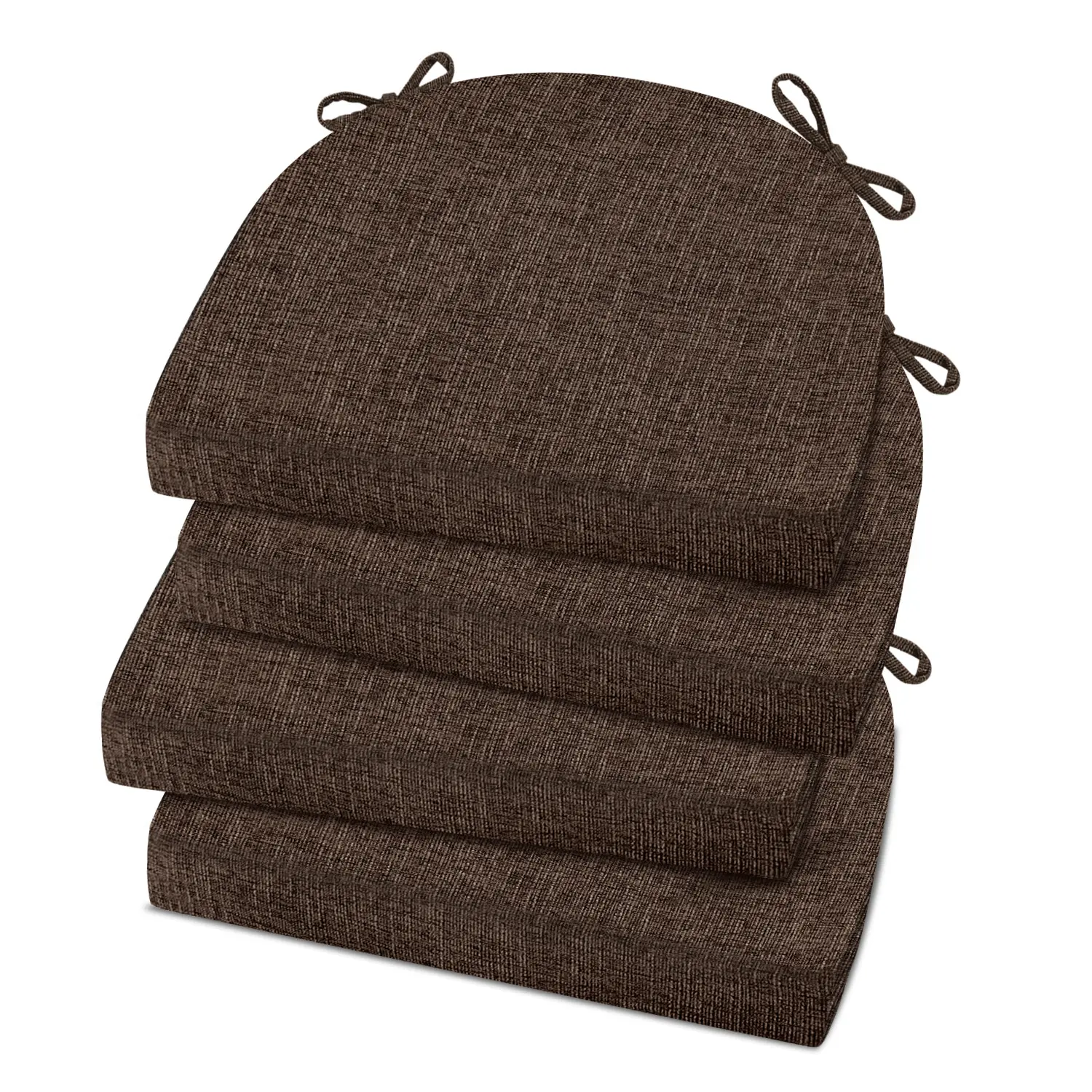 【Back to School】Downluxe Soft Memory Foam Chair Cushions for Dining Chairs, 16"x16"x2" U-Shaped with Ties & Non-Slip Backing, Microfiber Polyester