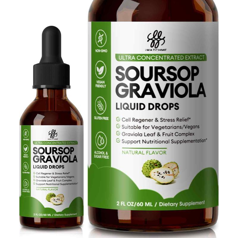 Soursop Graviola Liquid Drop for Cell Support & Regeneration, Immune System and Gut Health Support, Pure Soursop Bitters Liquid, High Absorption, Sugar/Gluten Free, Natural Flavor, 2 Fl Oz