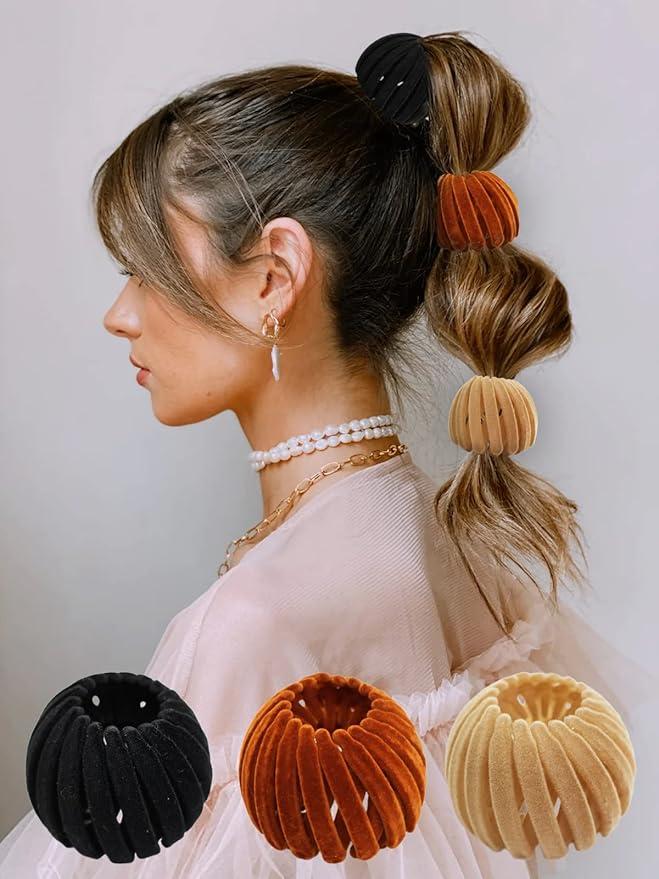 7pcs Bohemian Style Bird Nest Magic Hair Clips Set, Elegant Hollow-Out Round Plastic Hair Bun Accessories for Women, with Wedding Festival Hair Decor