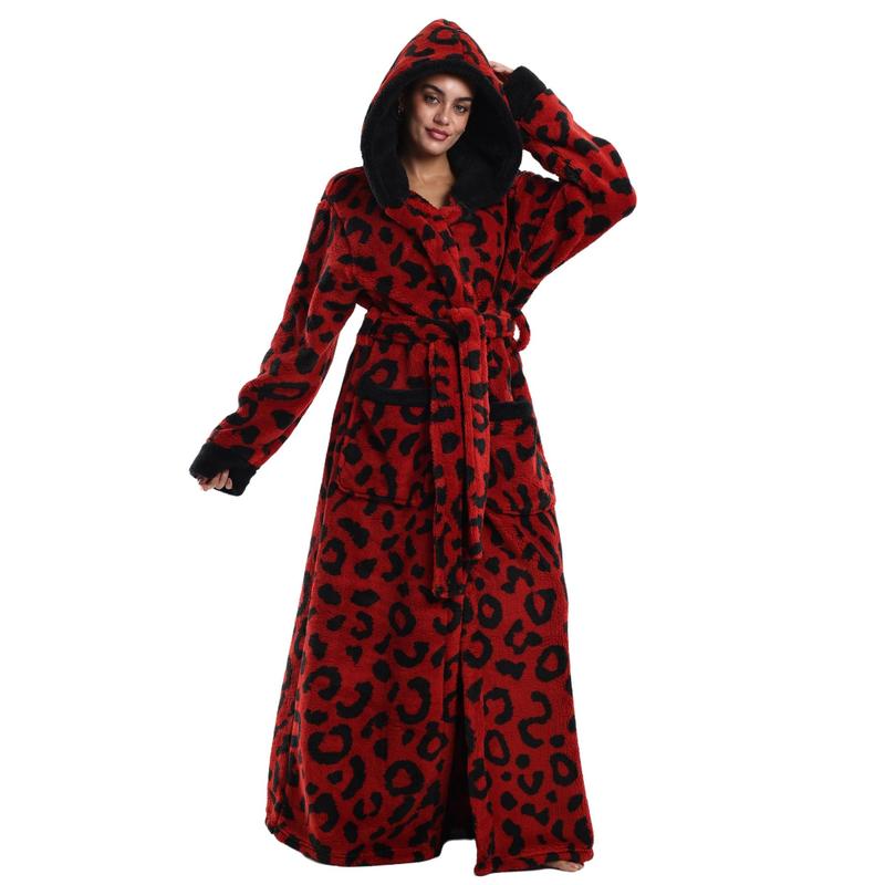 Msrlassn Valentine's Day Gift Cozy Soft Bathrobe Flannel Lined Hooded Robe for Women Men, Thickened Long Sleeve Pyjamas Cute Print Home Loungewear Sleepwear