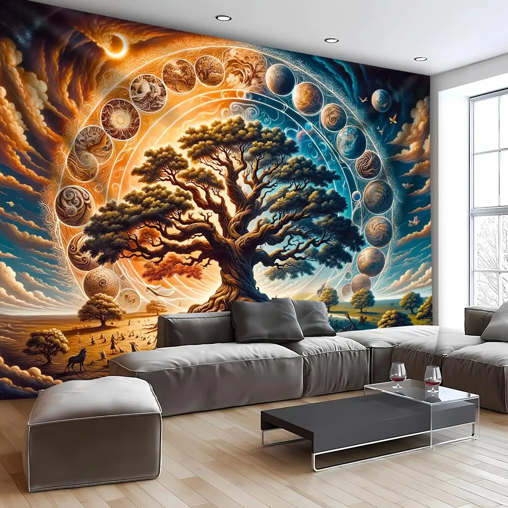 1 PC Flat 2D Starry Sky Pattern Polyester Wall Tapestry - 1-Piece Ready-Hanging Home Textile, Home Decor & Festive Party Backdrop Banner Supply