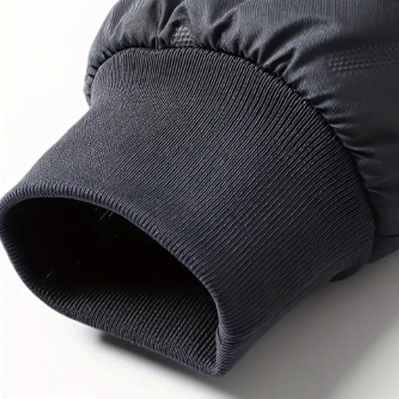 Men's Sherpa Lined Thickened Jacket - Winter Warm Coat with Stand Collar, Full Zipper Design, Windproof Outer Layer, Side Pockets, Stretch Cuffs & Hem, Suitable for Casual Outings loose fit outerwear classic solid color