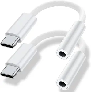 USB Type C to 3.5mm Headphone Jack Adapter (2-Pack), USB C to Aux Audio Dongle Cable for iPhone 17 Pro Max/17 Pro, 16/15 Pro Max, 16/15 Pro, iPad Pro, MacBook Samsung Galaxy S24 S23 S22 S21 Pixel 9 8