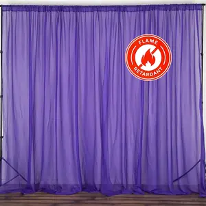 2 Pack 5ftx10ft Purple Chiffon Backdrop Drape Curtains, Durable Flame Resistant Sheer Organza Event Divider Panels With Rod Pockets