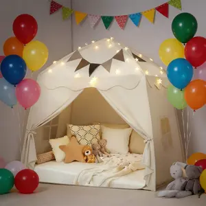 Little Dove Kids Play Tent with Tassel, Large Play Tent with Star Light, Portable & Foldable Teepee, Bed Canopy for Girls and Boys, JoyHut, Indoor Outdoor Dome Tent Playhouse, mothersdaygift,#Summervibes