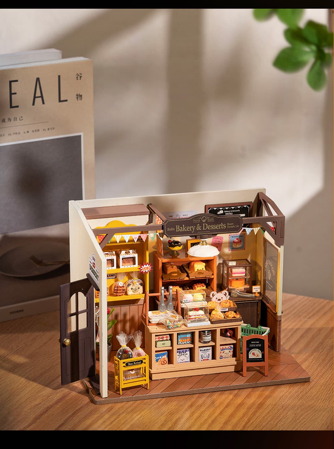 Rolife  Becka's Baking House Miniature House Kit DIY Mini Dollhouse with Accessories Tiny Store Making Kit with LED Light Hobby Birthday Gifts for Kids & Adults