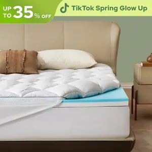 【BEDLORE】Memory Foam Fitted Sheet Machine Washable 4-Inch Mattress Topper for Back Pain-Dual Loyer Medium Support (2" Gel Memory Foam + 2" Cooling Fluffy Pillow Top Pad), Breathable & Pressure Relief protector bed