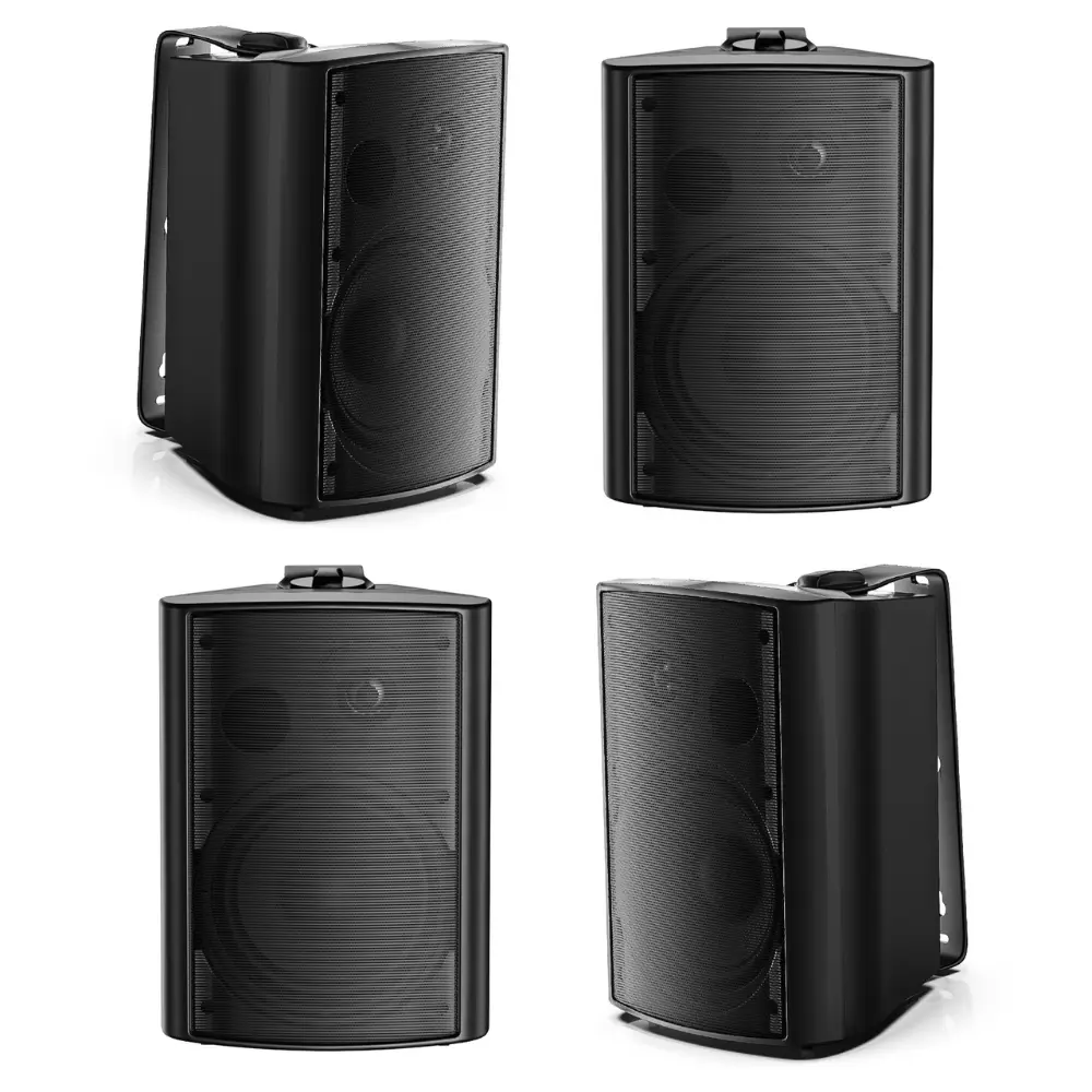 Herdio 5.25in Amplifier Speaker System - 400W-600W Adjustable Bass Outdoor Wireless Bluetooth Speakers, IP65 Waterproof Wall-Mount Loudspeakers for Indoor-Garden, Poolside (White, Black), Outdoor Wireless Speaker,back to school,back to school haul