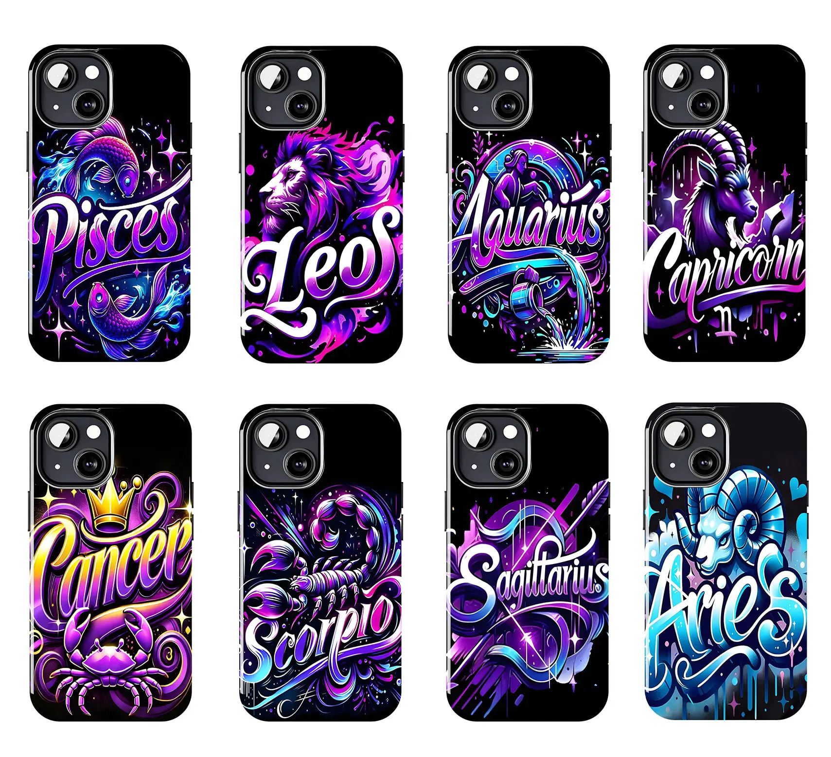 Zodiac Signs Themed Two-In-One Drop-Resistant Mobile Phone Case Protection, Shockproof For IPhone 17-11, Pro Max, Pro Plus Safety Case Protection Durable Stars Trendy Zodiac Earth
