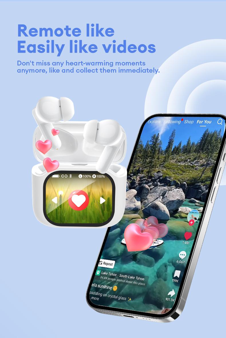 HYUNDAI Y48 Bluetooth 6.0 Earphones LED Display High Fidelity Waterproof Wireless Earbuds with Built-in Microphone for Office Sports Study Audio Calls Electronic Earbud Headset Black