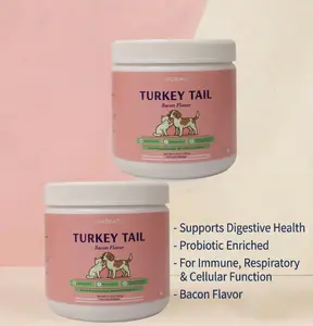 2 Packs GAZIGAZI Turkey Tail+ Dog Supplement - Probiotic Food Topper for Immune Support, Gut Health & Lipomas - Natural Allergy Relief - Bacon Flavor - 120 Servings natural  pet  care pet  health for  all  dogs probiotic chew Multivitamin Supplement Powde