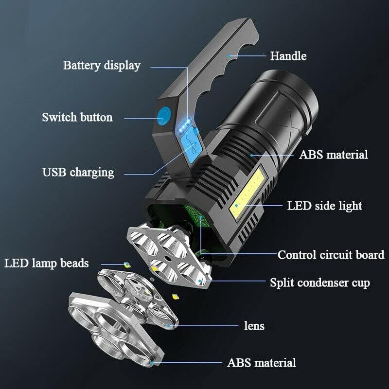 Flashlights High Lumens Rechargeable, 4X LED Super Bright Flash Light, 4 Mode, Waterproof, Powerful Tactical Flashlight for Emergencies Camping Gift