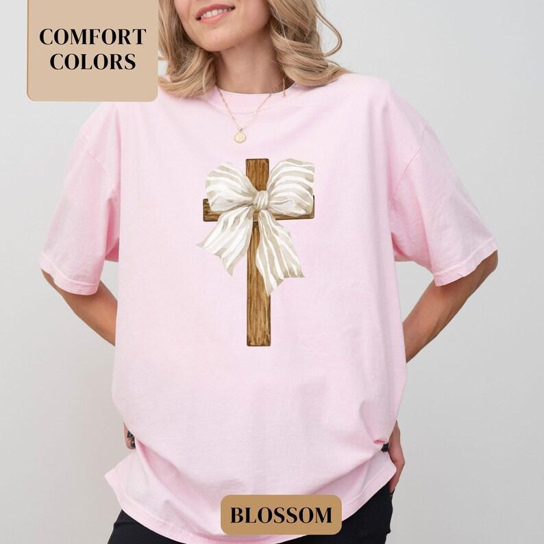 Comfort Colors Christian Easter TShirt Coquette Easter He is Risen Tee Coquette Christian Apparel Jesus T-Shirt Easter Gift Religious