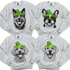 Custom Lucky Pups St. Patrick’s Day Dog Sweatshirt, Funny Dog Portrait Irish Shamrock Sweatshirt, Personalized Lucky Dog Dad Mom Gift