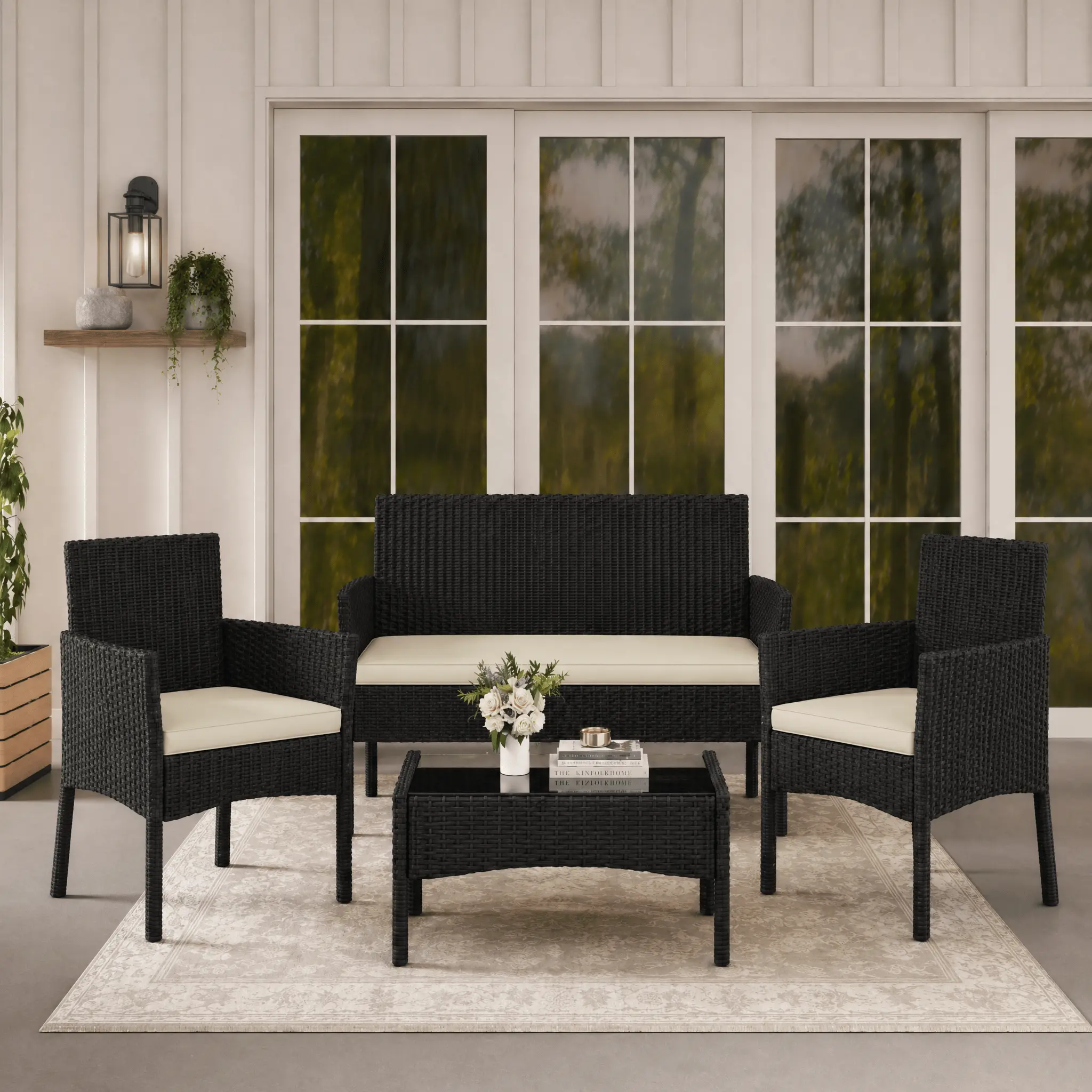 【Smart Buy】Costoffs 3-Piece/4-Piece Outdoor Reception Set with 1/2-Seat Sofa 2 Single-Seat Sofas & Coffee Table Patio Rattan Furniture Tempered Glass Top Cozy Garden Seating,summerwins,outdoorfurnitureset,home decor,camping essentials