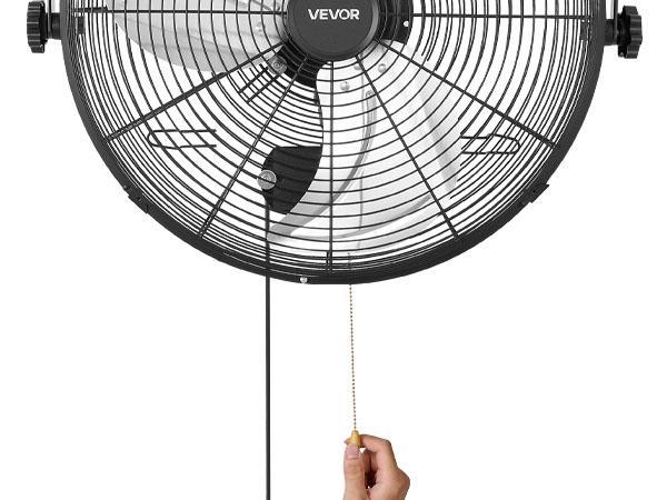 【BackToSchool】VEVOR 18-in Cooling Wall-Mounted Fan, IP44-Rated Protection, 3-Speed Settings, Long Airflow Distance, Adjustable Oscillation Angle, Filterless Powered Fan for Industrial Use | Father's Day Gift, Cooling Wall-Mounted Fans, Dual-Speed Wall-Mou 【BackToSchool】VEVOR 18-in Cooling Wall-Mounted Fan, IP44-Rated Protection, 3-Speed Settings, Long Airflow Distance, Adjustable Oscillation Angle, Filterless Powered Fan for Industrial Use | Father's Day Gift, Cooling Wall-Mounted Fans, Dual-Speed Wall-Mou