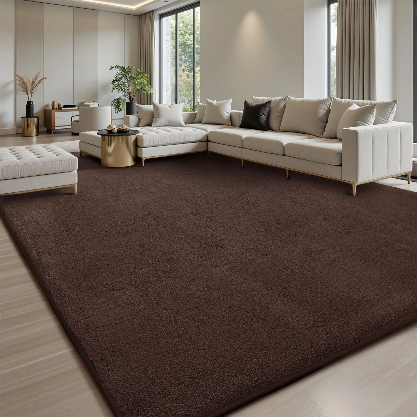 FAMVAL Large Dense Plush Pile Floor Shaggy Rug - Rectangular Soft Fluffy Modern Decorative Shaggy Area Rug for Living Room, Bedroom, Shaggy Area Rugs