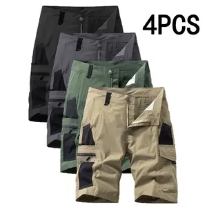 HOMUG Men’s 4-Pack Cargo Shorts, multifunctional pockets, wear-resistant and breathable tactical shorts, suitable for casual wear in spring and summer.