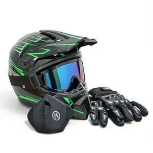 Adult Cross Country Motocross Helmet | Tough ABS Full Face Off-Road Helmet With Goggles For Electric Dirt Bike Four Wheeler ATV UTV Pit Bike Ebike Mountain Bikes DOT Approved Safety Protection Quick Release Buckle Comfortable Removable Liner Accessories