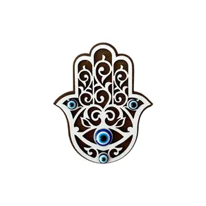 Hamsa Wood Magnet - Hand-Painted in Natural Wood Finish, Ideal for Home Decor and Gifts Decorative Wooden