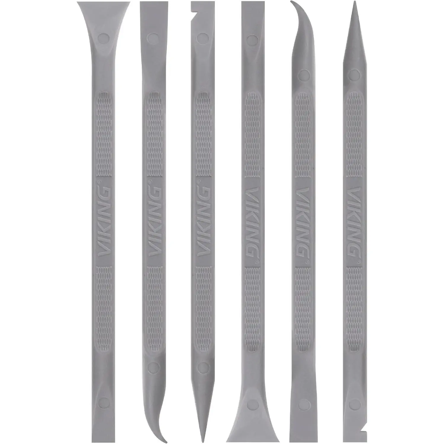 VIKING Car Detailing Pick Set for Car Detailing Kit, Safe Automotive Tool Set for Cleaning, Plastic Picks with 6 Cleaning Heads, Interior and Exterior Use, 6 Pack, Grey