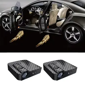 2PCS Yellow Angel Wing Car Door Welcome LED Projector - Vibrant LED lights for cars, bicycles, etc., battery powered, easy to install, car decorative light | Decorative Angel Wing Head/Front Door Marker Light