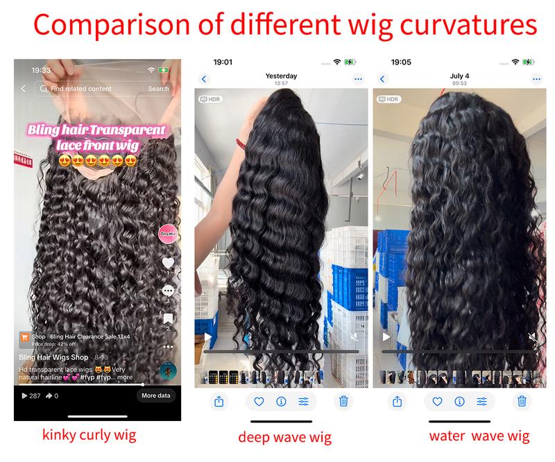 Bling Hair Deep Wave 13x6 13x4 Glueless Wig With Drawstring Hd Lace Frontal Glueless Wig Human Hair For Women Ready to Wear 6x4 Lace Closure Wig Curly Wave Hair