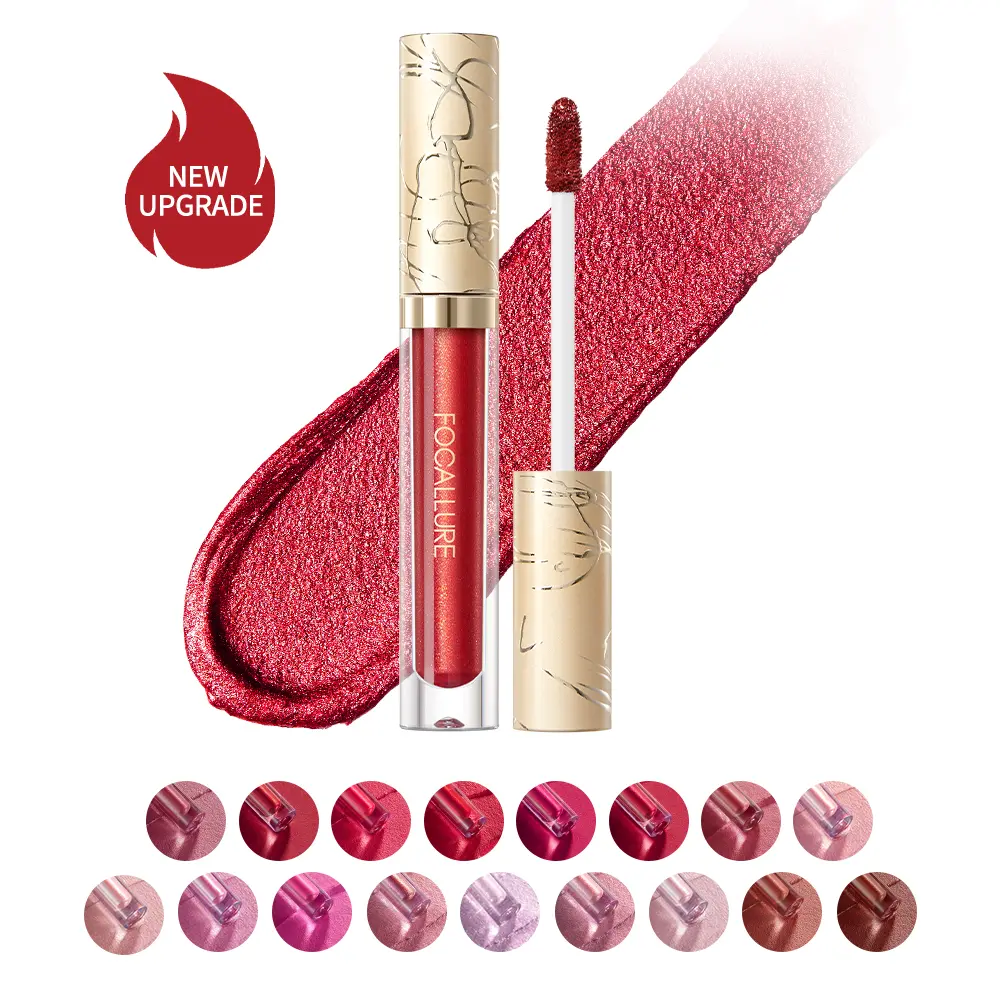 Glam Metallic Liquid Lipstick #RD02 Painkiller Lipgloss Makeup Cosmetic Metal Lipstick long-lasting waterproof by FOCALLURE#backtoschool