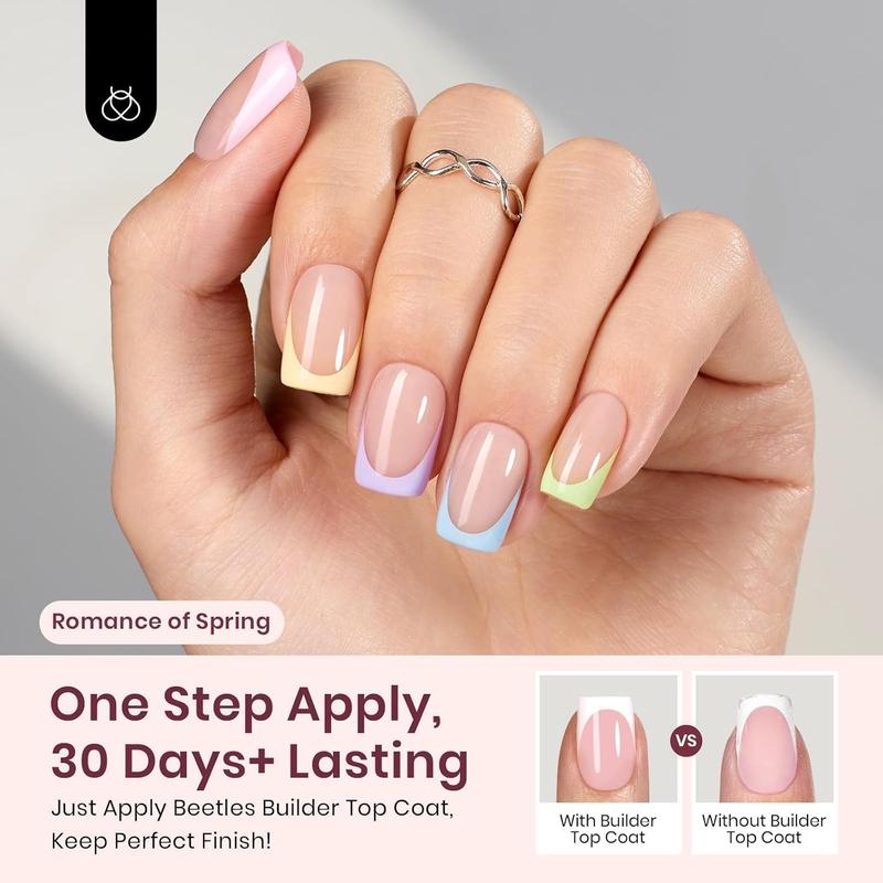 Beetles X PRESS PLUS French Tips Press on Nails Kit – 224Pcs Spring Pastel Soft Nail Gel Tips in 16 Sizes, Salon-Quality DIY Manicure in 15 Mins for Women